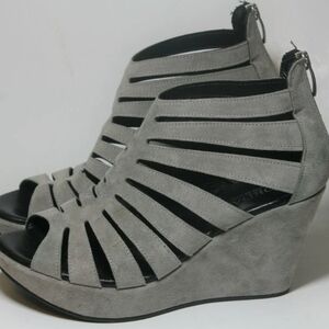 Cordani Gray Suede Wedge Sandals